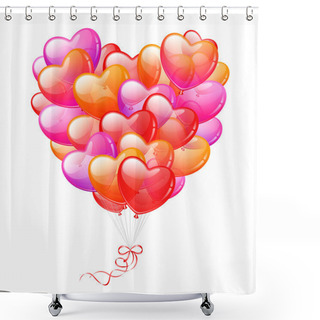 Personality  Colorful Heart Shaped Balloons Shower Curtains