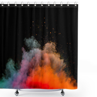 Personality  Colored Dust Explosion On Black Background Shower Curtains