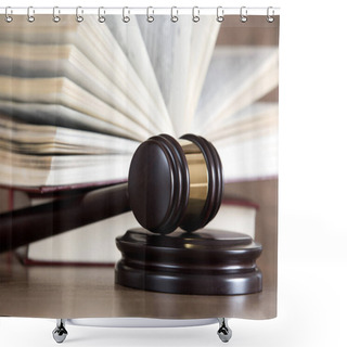 Personality  Wooden Gavel And Books  Shower Curtains