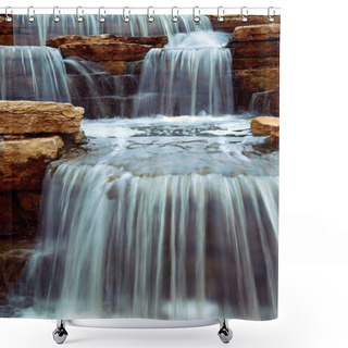 Personality  Beautiful Cascading Waterfall Over Natural Rocks, Landscaping Element Shower Curtains