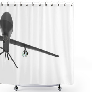 Personality  Predator Drone Isolated On White Shower Curtains