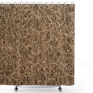 Personality  Mattress With Coconut Fiber. Coconut Coir. Grated Coconut Shell For The Production Of Mattresses. Texture, Natural Background. Shower Curtains