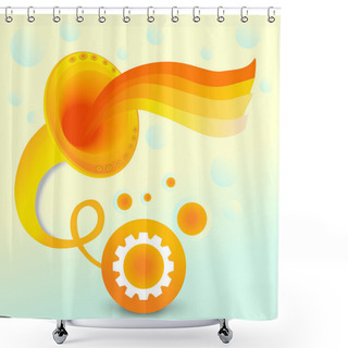 Personality  Vector Abstract Background With Gramophone. Shower Curtains