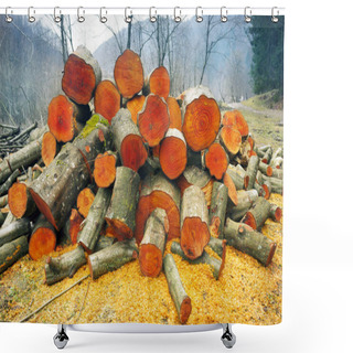 Personality  Picturesque Composition Of Firewood Shower Curtains