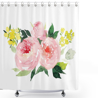Personality  Watercolor Greeting Card Flowers. Shower Curtains