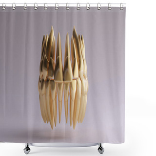 Personality  Gold Teeth 3d Illustration 3d Render Shower Curtains