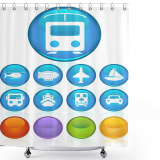 Personality  Transportation Buttons - Round Shower Curtains