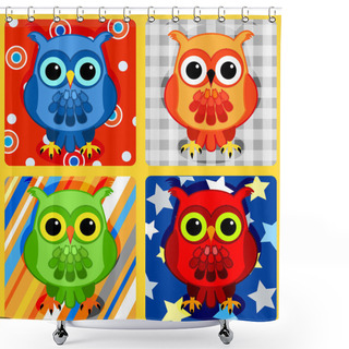 Personality  Seamless Patchwork Birds-3 Shower Curtains