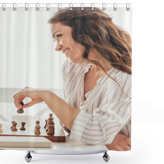 Personality  Smiling Woman Moving Chess Figure Shower Curtains