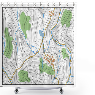 Personality  Topographic Map With Contour Lines Shower Curtains