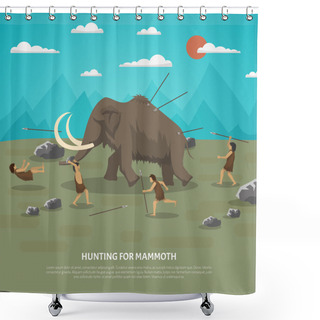 Personality  Mammoth Hunting Illustration Shower Curtains