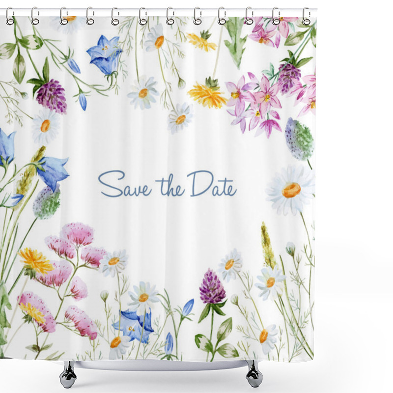 Personality  Watercolor Floral Frame Shower Curtains
