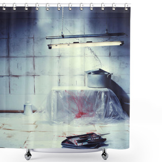 Personality  Old Kitchen Blood Knifes Shower Curtains
