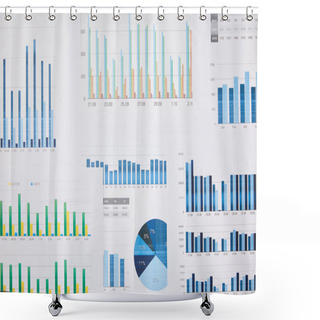 Personality  Top View Of Papers With Charts And Graphs On Table  Shower Curtains