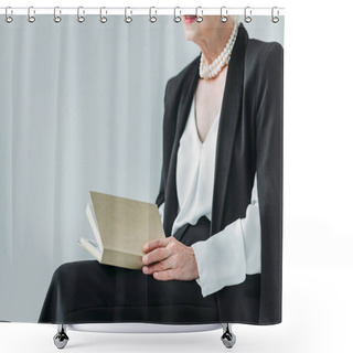 Personality  Senior Lady With Book Shower Curtains
