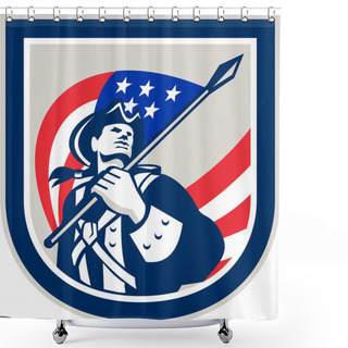 Personality  American Patriot Holding USA Flag Look Up Crest Shower Curtains