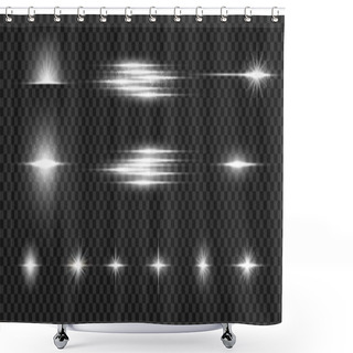 Personality  Flare Light Effects. Glowing Star Set. Vector Optical Lens Flare Light Effect Shower Curtains