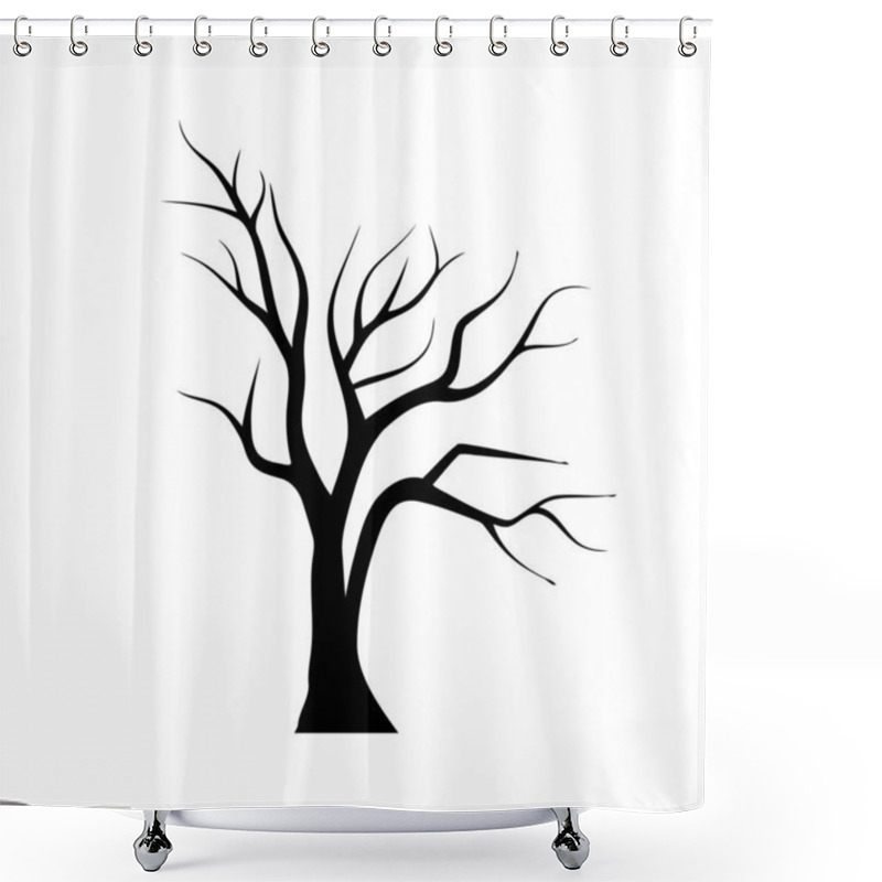 Personality  Bare Tree Silhouette Icon. Black Icon Of A Leafless Tree. Concept Of Solitude, Winter, Or The Cycle Of Life Shower Curtains