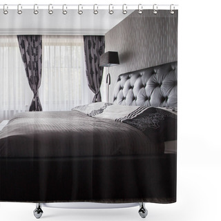 Personality  Luxury Bedroom In Gray Color Shower Curtains