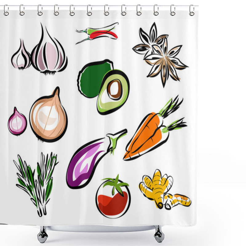 Personality  Vegetables Vector Shower Curtains