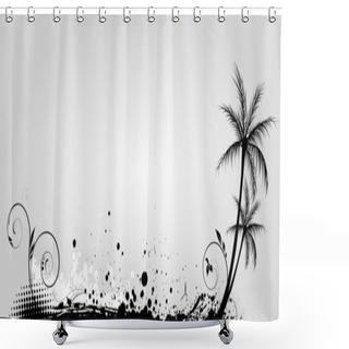 Personality  Palm Trees On Grunge Background Shower Curtains