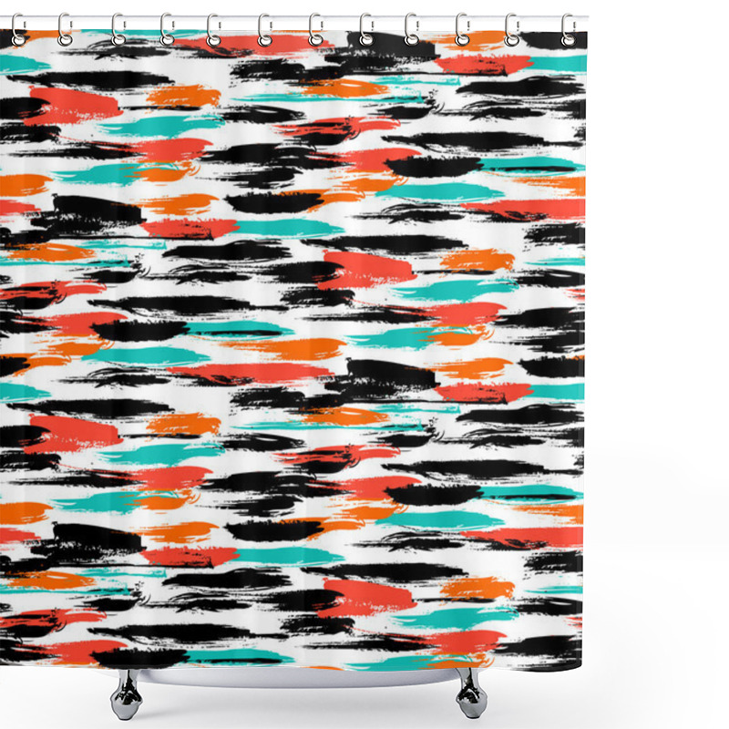 Personality  Pattern With Thick Brushstrokes And Thin Stripes Shower Curtains