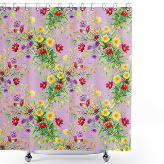 Personality  Wild Flowers Seamless Pattern Shower Curtains