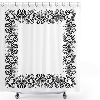 Personality  Vintage Frame With Swirling Decorative Elements. Shower Curtains