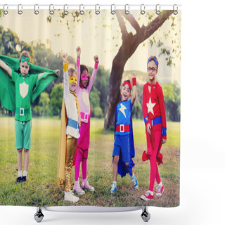 Personality  Superheroes Kids Have Fun Shower Curtains