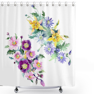 Personality  Bouquet Floral Botanical Flowers. Watercolor Background Illustration Set. Isolated Bouquets Illustration Element. Shower Curtains