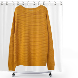 Personality  Yellow Sweater Isolated On White.Trendy Women's Clothing..Knitted Apparel. Female Clothes.Jumper. Shower Curtains