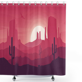 Personality  Colorful Desert Landscape At Hot Sunset.  Shower Curtains