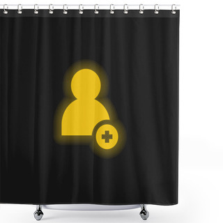 Personality  Add Friend Yellow Glowing Neon Icon Shower Curtains