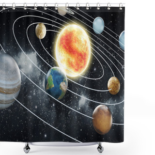 Personality  Solar System Illustration Shower Curtains