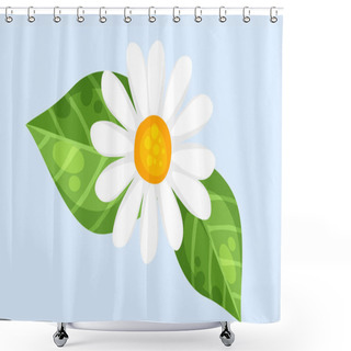 Personality  Hand Drawn Spring Flower On Blue Background Shower Curtains