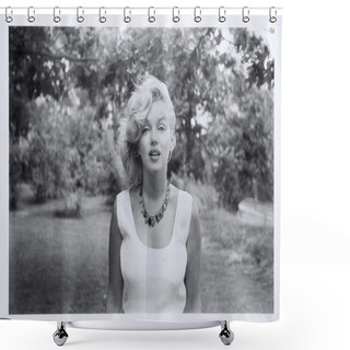 Personality  Marilyn Monroe Photographed By Sam Shaw Shower Curtains