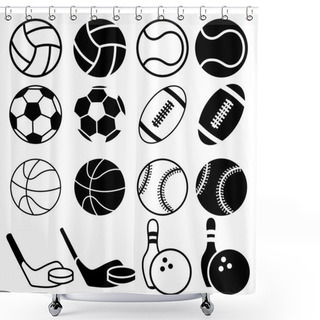 Personality  Set Of Sports Balls Icons. Shower Curtains