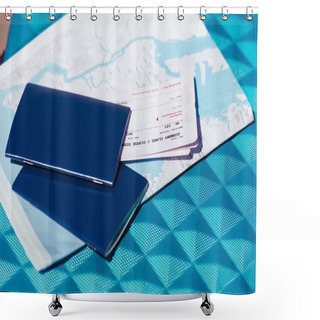 Personality  Map, Passports And Tickets  Shower Curtains