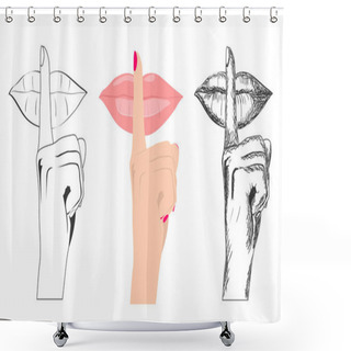 Personality  Finger Asking For Silence Shower Curtains