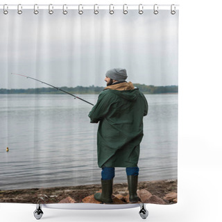 Personality  Man Fishing On Lake Shower Curtains