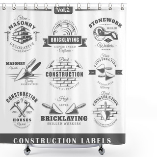 Personality  Vintage Construction Labels Shower Curtains