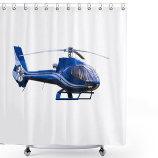 Personality  Blue Helicopter Isolated On The White Background Shower Curtains