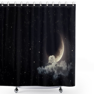 Personality  Night Sky With Stars And Moon. Elements Of This Image Furnished By NASA Shower Curtains