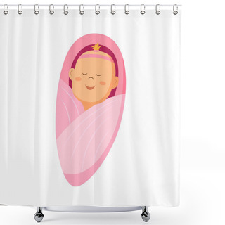 Personality  A Baby Girl Icon, Swaddle, Vector Illustration, Baby Shower Card Shower Curtains