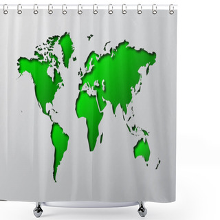Personality  Paper Art Of The Green World Map. Vector Illustration. Shower Curtains