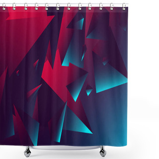 Personality  Red Blue Neon Light With A Reflection On Triangle, Gradient Vector Illustration Shower Curtains
