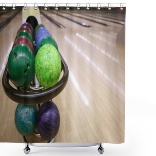 Personality  Bowling Balls Perspective In Game Center Shower Curtains