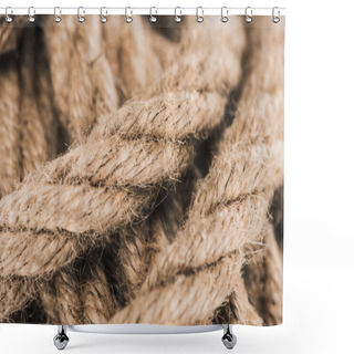 Personality  Close Up View Of Nautical Brown Rope Shower Curtains