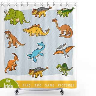 Personality  Find Two The Same Pictures, Education Game For Children. Colorful Set Of Dinosaurs Shower Curtains
