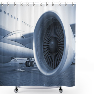 Personality  Airplane Engine In Airport Shower Curtains